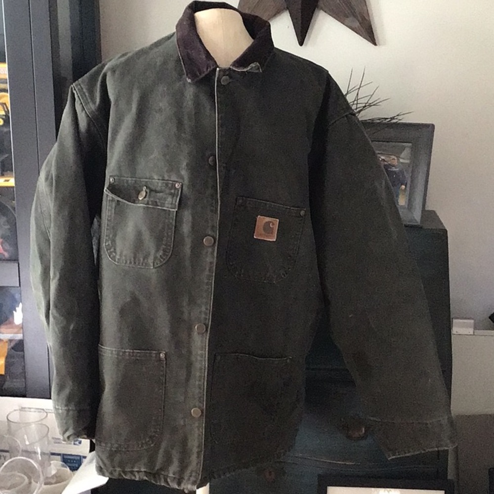 🚜Carhartt C02 MOS Green Chore Blanket Lined Jacket USA Size XXL Mens Regular VTG